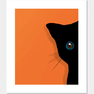 Shy Black Cat Posters and Art